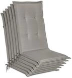 Beautissu Hochlehnerauflage 6er Set Gartenstuhlauflage Loft HL Hellgrau,...