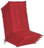 Beautissu Hochlehnerauflage 6er Set Gartenstuhlauflage Loft HL Rot, 120x50x6cm,