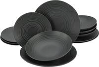 CreaTable Tafelservice Teller Set, Geschirr-Set Lava Stone (12-tlg), 4 Personen,