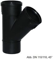 GEBERIT Wasserrohr Geberit Silent-PP Abzweig mit Muffen, DN 110-50-45&deg;