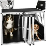 tectake Tiertransportbox Hundetransportbox doppel, mit schr&auml;ger R&uuml;ckwand schwarz