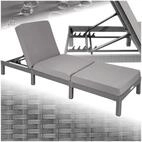 tectake Gartenliege Rattan Sonnenliege, dicke Polsterung, 196 x 66 x 27 cm,
