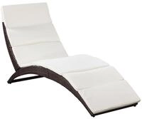 vidaXL Gartenliege, Klappbare Sonnenliege mit Auflage Poly Rattan Braun