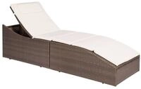 vidaXL Gartenliege Sonnenliege mit Polsterauflage Poly Rattan Braun, 1 St.