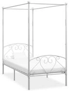 vidaXL Bett, Himmelbett-Gestell Wei&szlig; Metall 120 x 200 cm