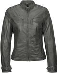 Lederjacke MUSTANG "Lederjacke Ryana", Damen, Gr. M, grau (dunkelgrau), Obermaterial: