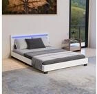 Juskys Polsterbett Paris, 140x200 cm, bunte LED-Beleuchtung, Kunstleder, weiches
