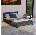 Juskys Polsterbett Paris, 140x200 cm, bunte LED-Beleuchtung, Kunstleder, weiches
