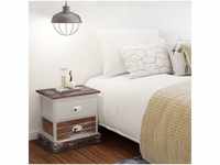 vidaXL Bedside Table Brown and White