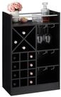 relaxdays Weinregal Gro&szlig;es Weinregal mit Weinglashalter, schwarz