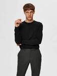 Rundhalspullover SELECTED "SLHBERG CREW NECK NOOS", Herren, Gr. XL, schwarz, Strick,