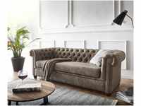 DeLife Sofa Chesterfield 3-Sitzer 200x88 cm Vintage taupe