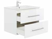 Lomado DE Waschtisch Badezimmer HELLA-02 in weiß Hochglanz, Unterschrank mit 2...