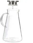 relaxdays Karaffe Glaskaraffe mit Deckel 1,8 Liter Wasserkrug silberfarben|wei&szlig;