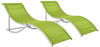 vidaXL Sunbeds Folding in Green Fabric (2 Pieces)