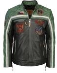 Lederjacke TOP GUN "Lederjacke TGJ1005", Herren, Gr. S, schwarz (schwarz, gr&uuml;n,
