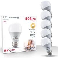 B.K.Licht LED-Leuchtmittel, E27, 5 St., Warmwei&szlig;, LED Lampe Gl&uuml;h-Birne SET 9W 806
