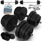 ArtSport Hantel-Set 3in1 mit 60 kg inkl. 2 Kurzhanteln, Lang-/Curlstange & 12