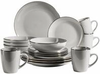 M&Auml;SER Kombiservice METALLIC RIM, Geschirr-Set, Steinzeug (16-tlg), 4 Personen,