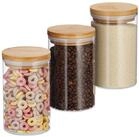 relaxdays Vorratsdose 3er Set Vorratsdosen aus Glas 800 ml, Glas, (3-tlg)