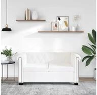 vidaXL Sofa vidaXL Chesterfield-Sofa 2-Sitzer Kunstleder Wei&szlig;