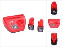 Milwaukee M12 NRG-302 Akku Starter Set 2x 12 V 3,0 Ah / 3000 mAh Li-Ion Akku