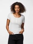 Kurzarmshirt PIECES "PCKITTE SS TOP NOOS BC", Damen, Gr. XS, wei&szlig; (hellwei&szlig;),