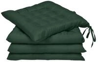 Beautissu Stuhlkissen 4er Set Stuhlkissen 40x40 mit B&auml;ndern Lea, Dunkelgr&uuml;n,...