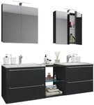 VCM Waschtisch 3-tlg. Doppel Waschplatz Waschtisch Badinos XXL (Set, 3-St., 2x