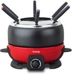 H.Koenig Raclette und Fondue-Set ALP1800 elektrisches Fondue-Set, schwarz-rot f&uuml;r 6