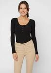 Langarmshirt PIECES "PCKITTE LS TOP NOOS BC", Damen, Gr. S, schwarz, Single...