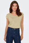 ONLY Kurzarmshirt ONLSILVERY S/S V NECK LUREX TOP JRS NOOS Materialmix mit...