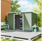 Outsunny Ger&auml;tehaus Metall Ger&auml;teschuppen mit Pultdach Schiebet&uuml;r Hellgr&uuml;n,...