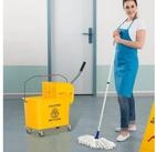 HOMCOM Putzeimer Putzwagen Fahreimer 20 Liter Wischwagen mit Presse, (2 Kammern,