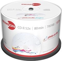 PRIMEON CD-Rohling 50 Rohlinge full printable ultragloss water 80Min 700MB 52x
