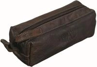 PRIDE & SOUL Federtasche Schlamperrolle 20x7x8cm Leder schwarz