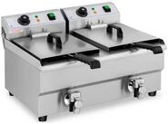 Royal Catering Fritteuse RCEF 10DB, 6000 W, 2 x 10 L Doppel Ablasshahn Edelstahl