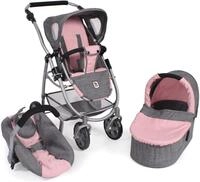 CHIC2000 Kombi-Puppenwagen Emotion All In 3in1, Grau-Rosa, inkl. Babywanne,