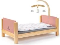 MUSTERKIND&reg; Puppenbett Barlia, altrosa/natur, mit Mobile