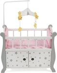 CHIC2000 Puppenbett Stars Grau, aus Holz mit Mobile