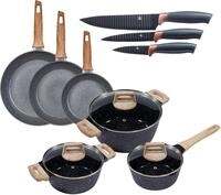 KING Topf-Set Essential, Aluminium (Set, 12-tlg., 3 T&ouml;pfe, 3 Deckel, 3...