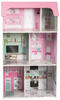 roba® Spielküche 2-in-1, rosa Holz, mit mehrstöckigem Puppenhaus