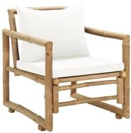 vidaXL Gartenstuhl, Outdoor St&uuml;hle 2 Stk. mit Polstern und Kissen Bambus