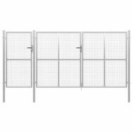 vidaXL Gartentor, Gartentor aus Stahl 400 x 150 cm Silber