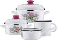 GSW Topf-Set Hortensie, Stahl-Emaille (Set, 6-tlg., je 1x Kochtopf &Oslash; 16/20 cm,
