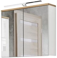 Lomadox Spiegelschrank LUTON-56 wei&szlig; mit Wotan Eiche Nb. 80/70/20 cm