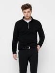 Sweatshirt ONLY & SONS "ONSCERES HALF ZIP SWEAT", Herren, Gr. L, schwarz, angeraute