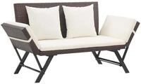 vidaXL Gartenbank vidaXL Gartenbank mit Auflagen 176 cm Braun Poly Rattan