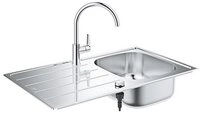 Grohe Edelstahlsp&uuml;le n-Set, K200 Edelstahlsp&uuml;le + Bau Edge Armatur, 86/50 cm
