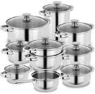 Kopf Topf-Set Janina, Edelstahl (19-tlg), inkl. 8 Glasdeckel, Induktion
